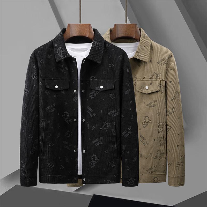 Jacket Men's Spring and Autumn Jacket New Slim Printed Men's Gown Gown Handsome Tops Trendy Spring Clothes