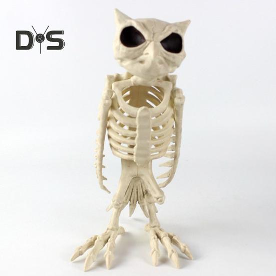 Halloween Skeleton Owl Decoration Realistic 12" Skeleton Animal Figure Plastic Owl Bone Model for Haunted House Party Decor