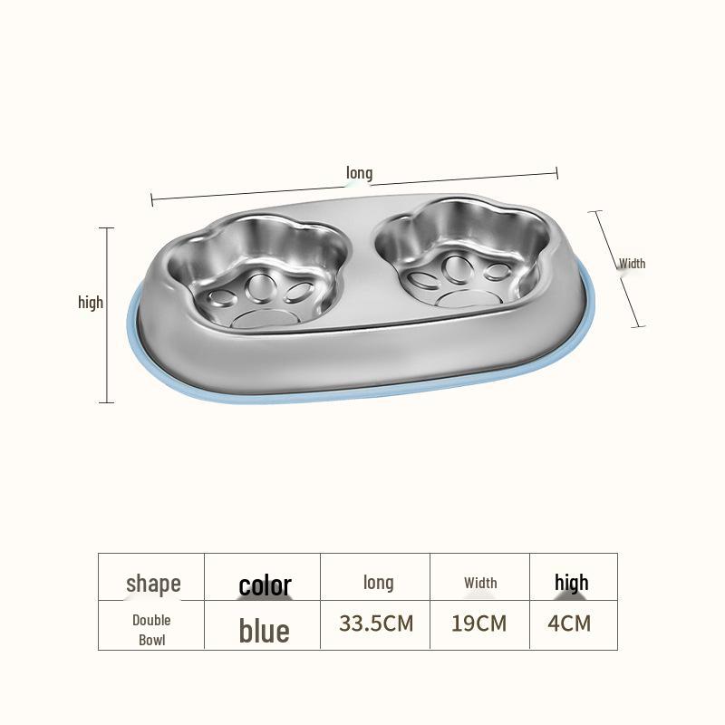 304 Stainless Steel Non-slip Cat & Dog Feeding Bowl, Large Capacity, Anti-tip Design