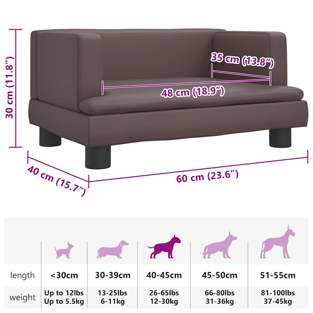 Dog Bed Brown 60x40x30 cm PU Leather