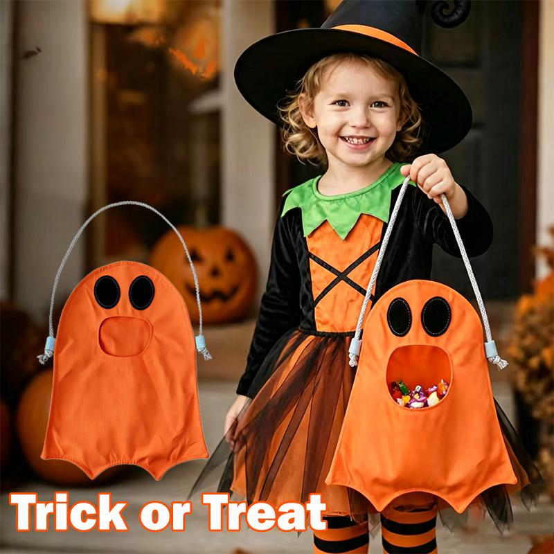 Halloween Ghost Candy Bags with Handles Candy Storage Trick or Treat Tote Reusable Party Favor Gift Bag for Kids