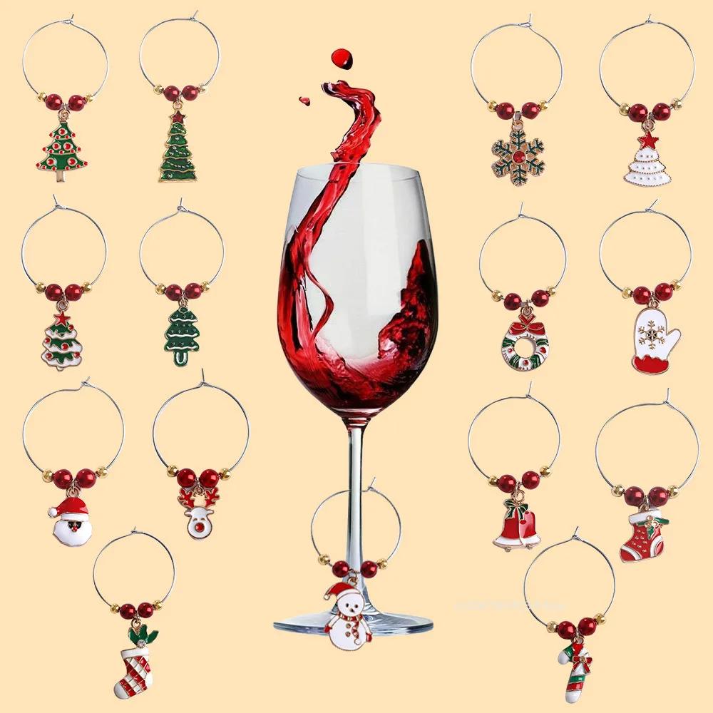 Christmas Glass Cup Identifier Santa Claus Hat Wine Glass Decor Ornaments Christmas Decorations Navidad Noel New Year 2026