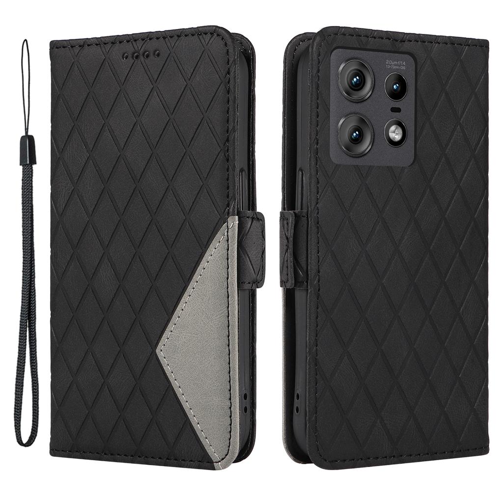 For Motorola Edge 50 Pro 5G Case Rhombus Splicing Color Leather Phone Cover
