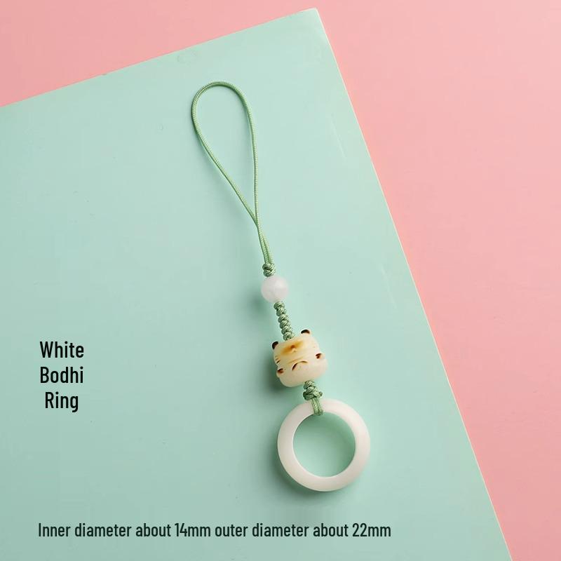 White Bodhi Cat Paw Charcoal Lanyard: Cute Keychain & Phone Charm