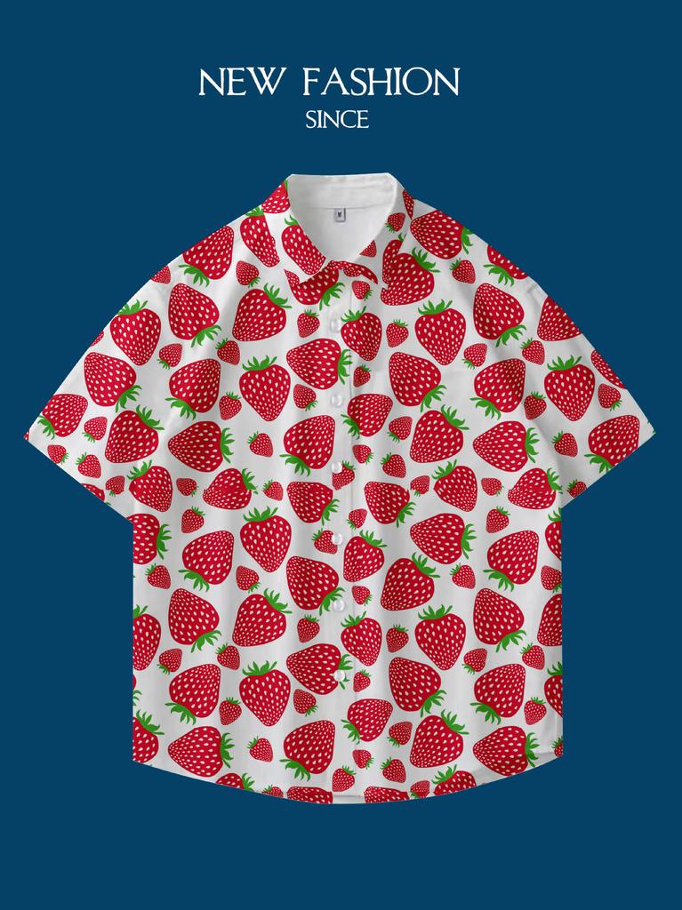 Hawaii Thailand Ins Port Style Retro Flower Shirt Thin Couple Shirt Top Loose Short Sleeve Shirt Men'S Trend