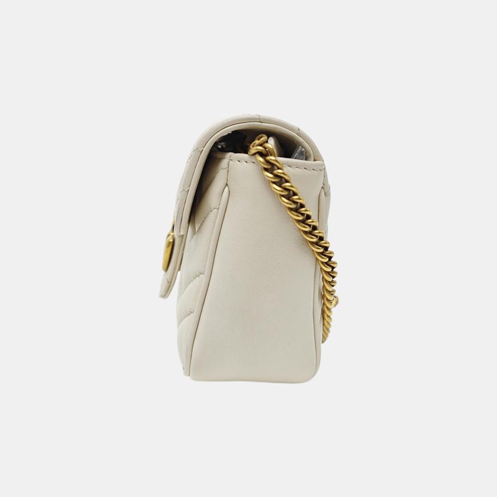 [Usato] Borsa a tracolla mini GG Marmont con logo dorato in pelle trapuntata effetto invecchiato - Buono #1LY019H