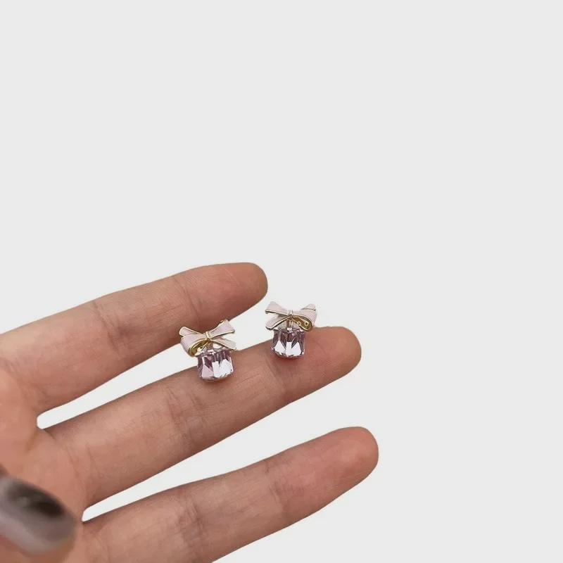 "Κομψά Ροζ Σκουλαρίκια Ζιργκόν με Φιόγκο - Ασήμι 925, Κομψά & Γλυκά για Γυναίκες"