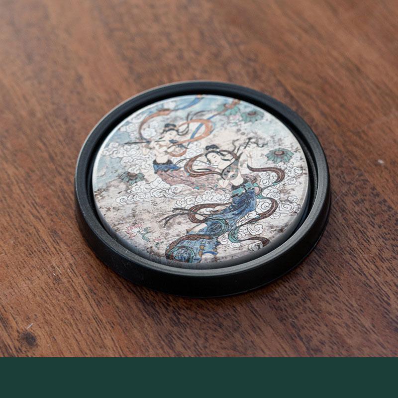 1PCS New Chinese Style Ceramic Absorbent Coaster Heat-resistant Anti-skidding Kung Fu Tea Cup Holder Insulation Pad