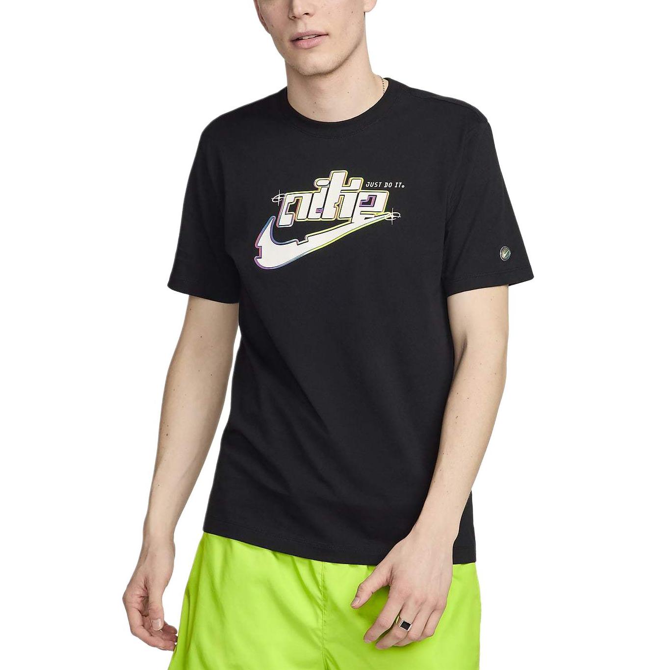 

Nike Повседневная мягкая футболка с коротким рукавом и принтом букв, мужская, топы, черная FV3746-010 L