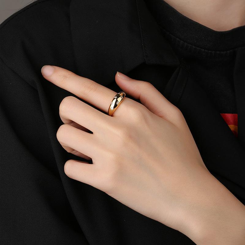 Bague épaisse étoile de cristal pour femmes, Vintage, tendance, couleur or, zircone, anneaux empilables, accessoires Punk, bijoux rétro, R446