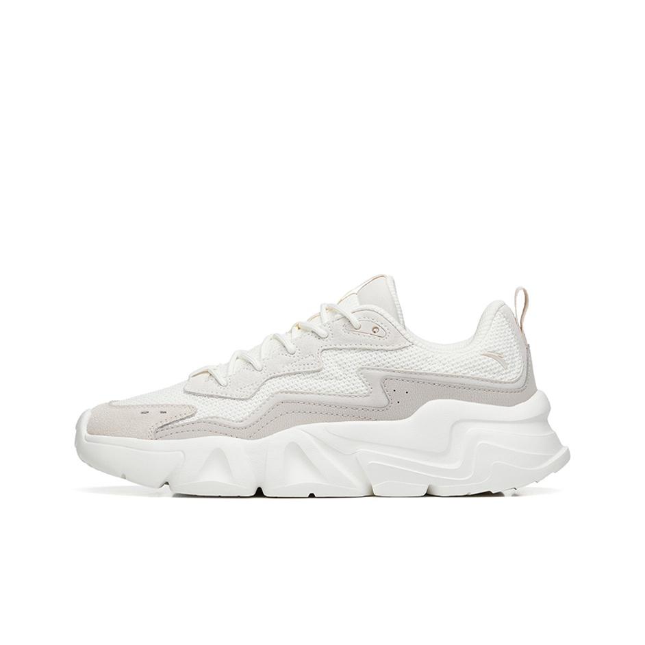 Anta Lifestyle Series Fabric Synthetic Leather Shock Absorbing Non-Slip Wear-Resistant Low-Top Casual Shoes Men Sneaker White Gray 912248825-1
