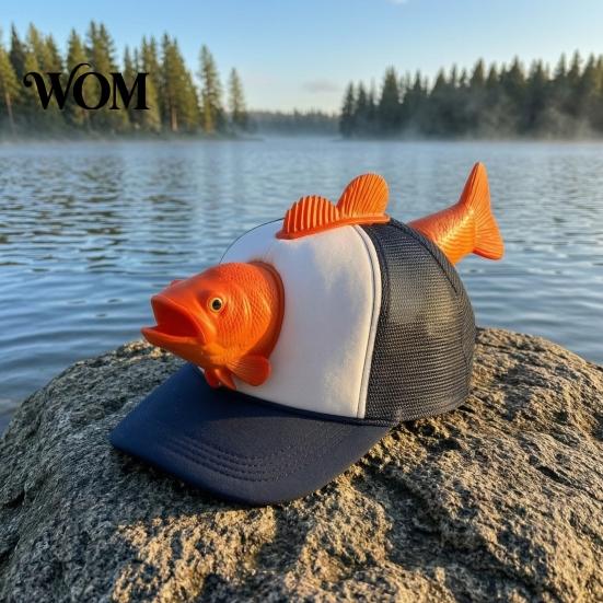 Grappige Vissershoed Baars Vis Hoed, Realistische 3D Nieuwigheid Pet, Verstelbare Ademende Mesh Praktische Accessoires voor Volwassenen Zon Hilarische Mannen Hengelaars
