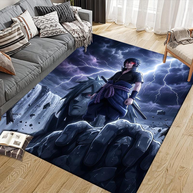 Uchiha Sasuke Home Sofa Dekoration für Wohnzimmer & Schlafzimmer, Rutschfeste Spiel-Flanell-Bodenmatte für Spielzimmer