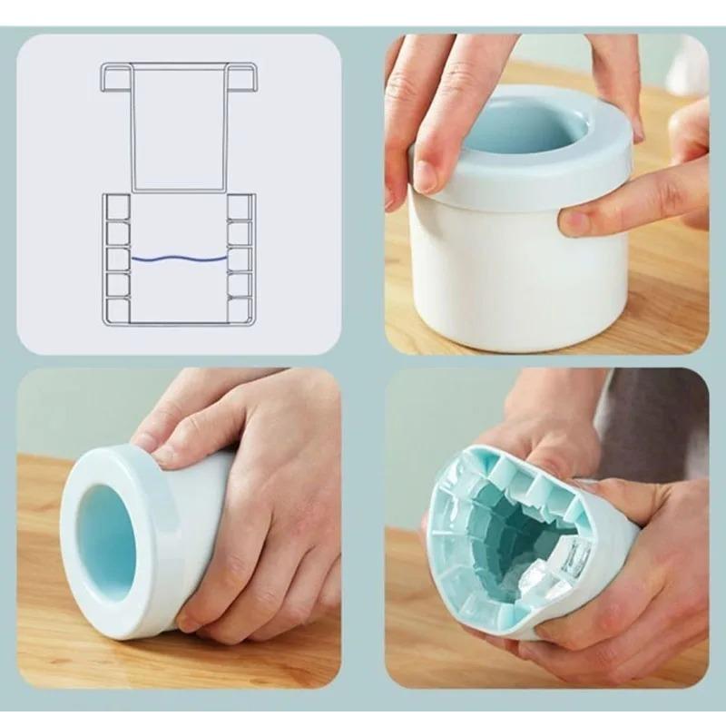 Pinch Ice Grid Mold, Cylindrical Ice Cube Model Cup, Household Food Grade Ice Box Storage Container