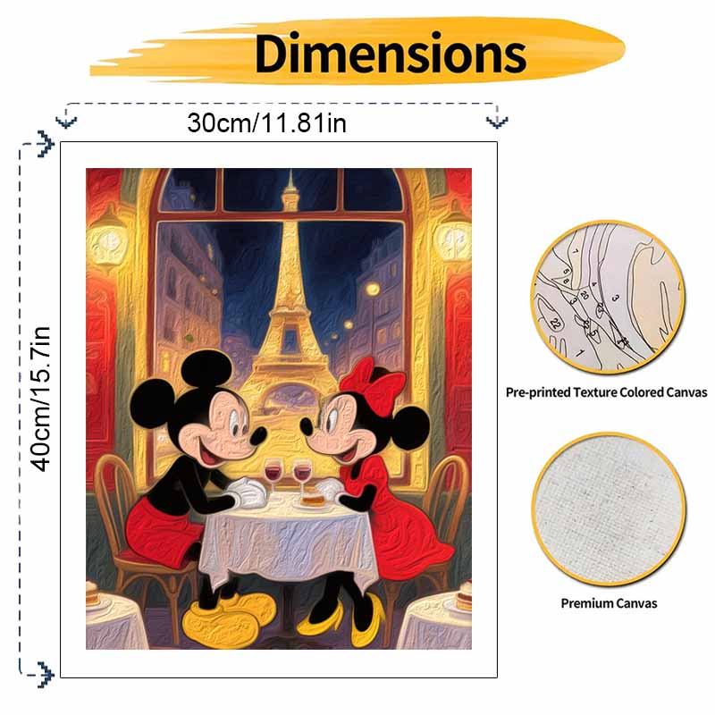 Disney Mickey Minnie Mouse Paris Eiffel Tower Paint by Numbers Painting Art Kit Home Decor Gift