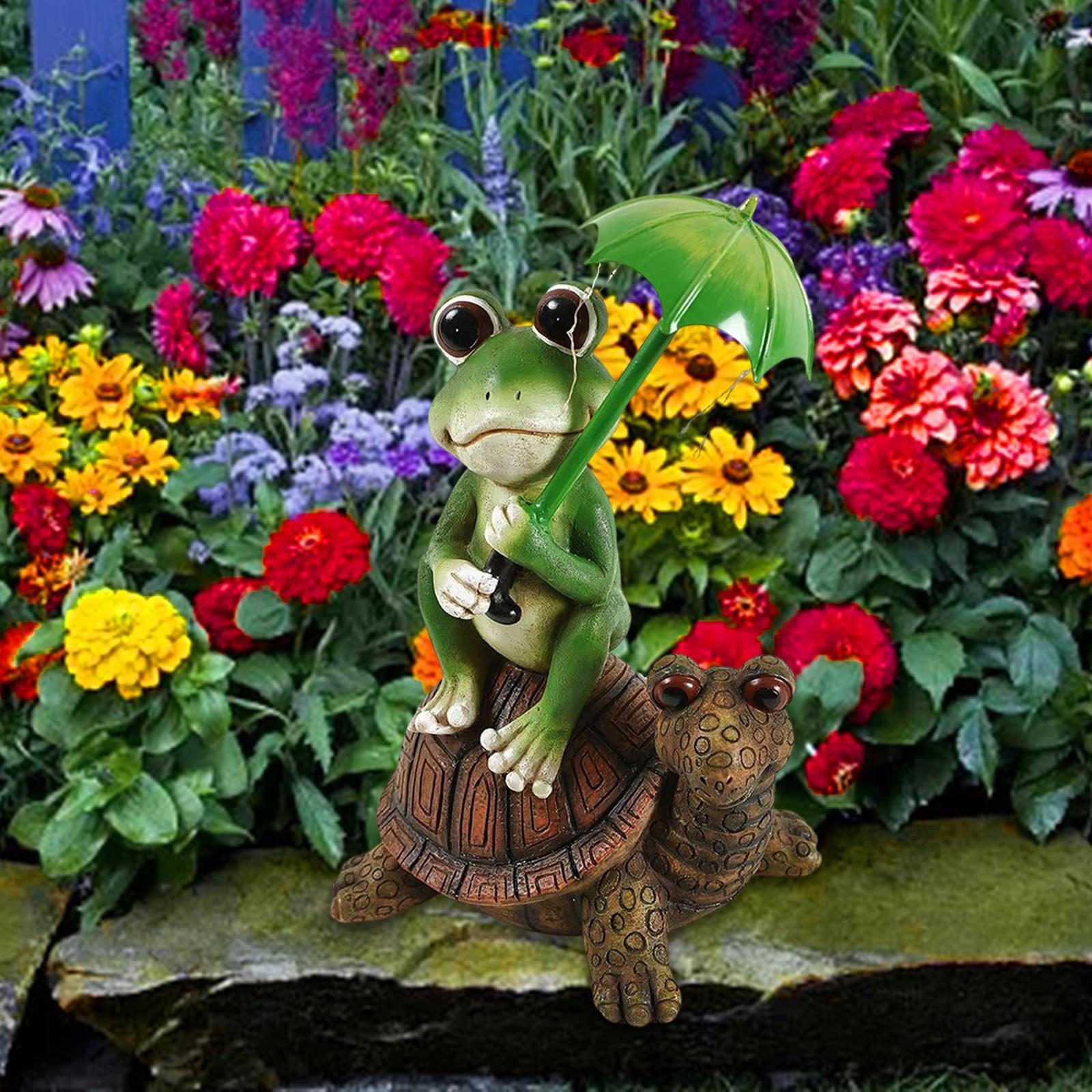 

Garden Frog and Turtle Statues with Solar Lights Decor Birthdays Gift Lovely
