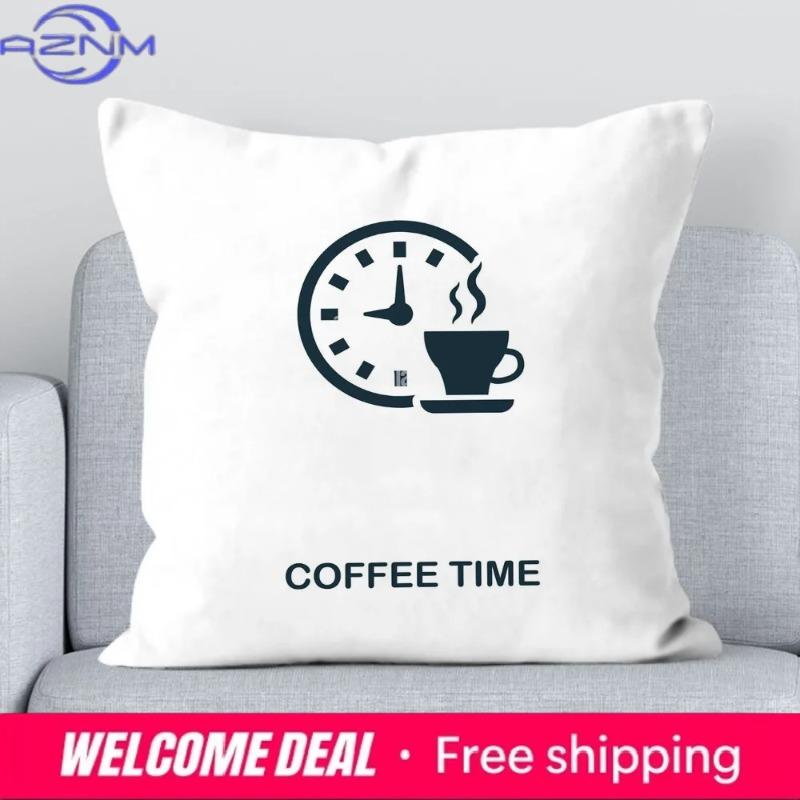 Office Sofa Cushion Cover Coffee Time Cushion Cover Pillow Decorative Printed Pillow Cover Home Furnishings