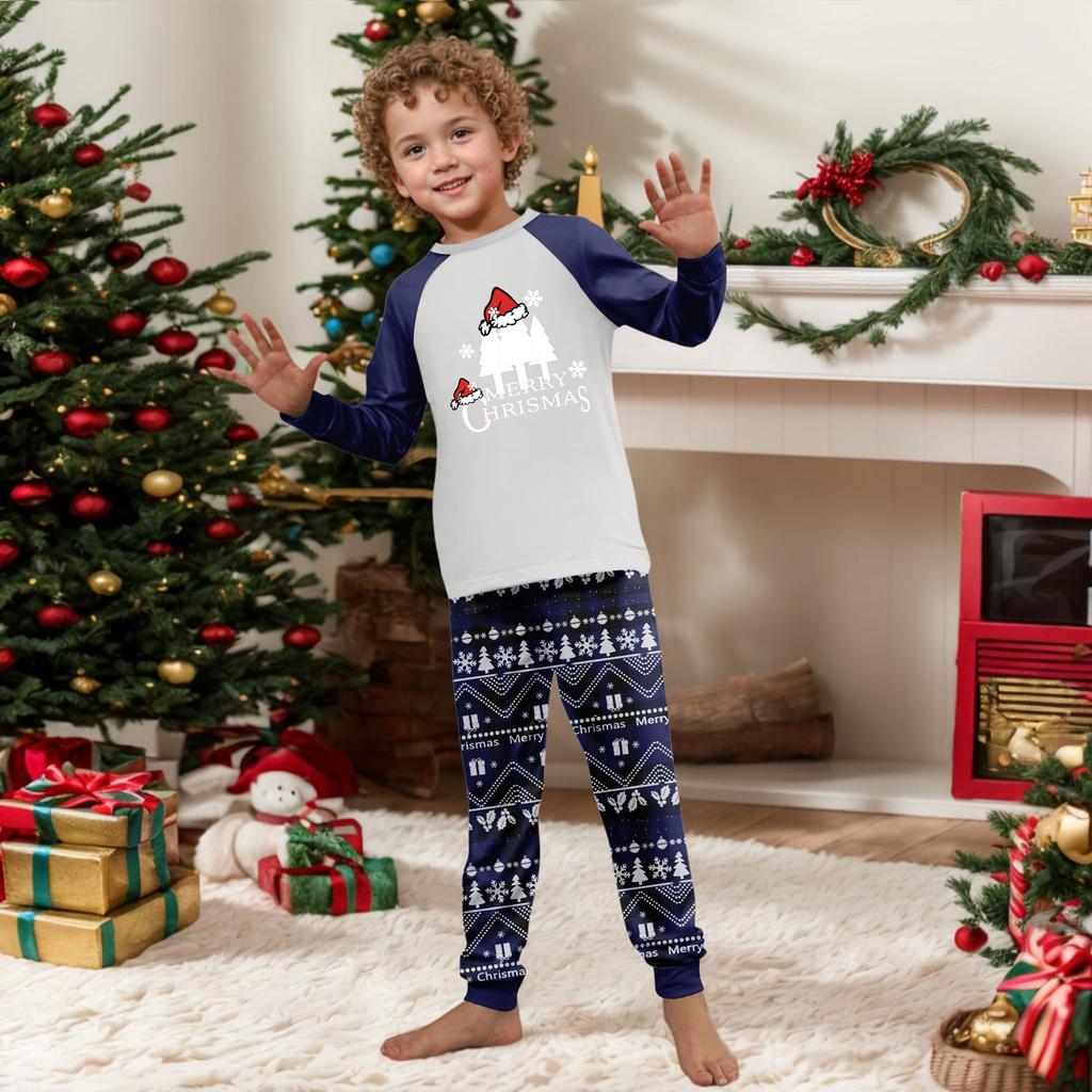 Print Cute Family Set Pajamas, Home Clothes, Family Set Long Sleeve Top Pants Set