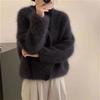 Women's Japanese Soft Vibe Faux Mink Knit Cardigan V-Neck Long-Sleeve Sweater Jacket Office Casual Short Outer Top