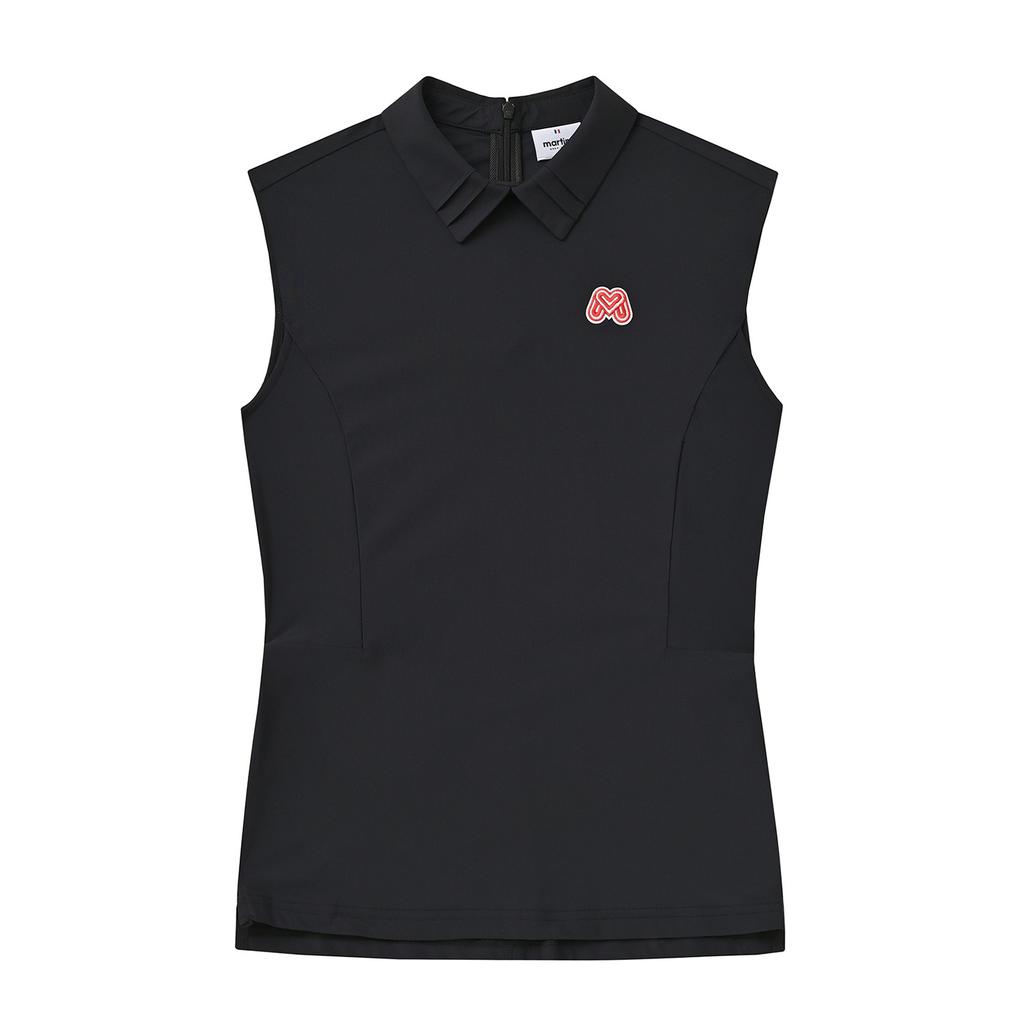MARTINE GOLF Back Zip-Up Sleeveless Shirts_Black