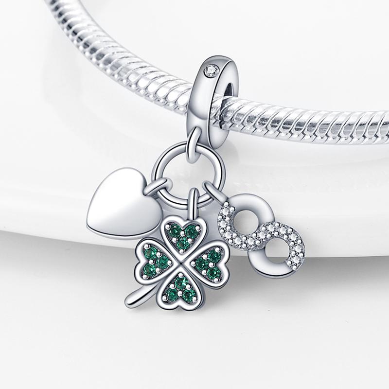 Charms Copper Four Leaf Clover Shape Pendant Charm Beads Fits 3Mm Bracelets Necklace Women Luxury Diy Jewelry Festival Gifts