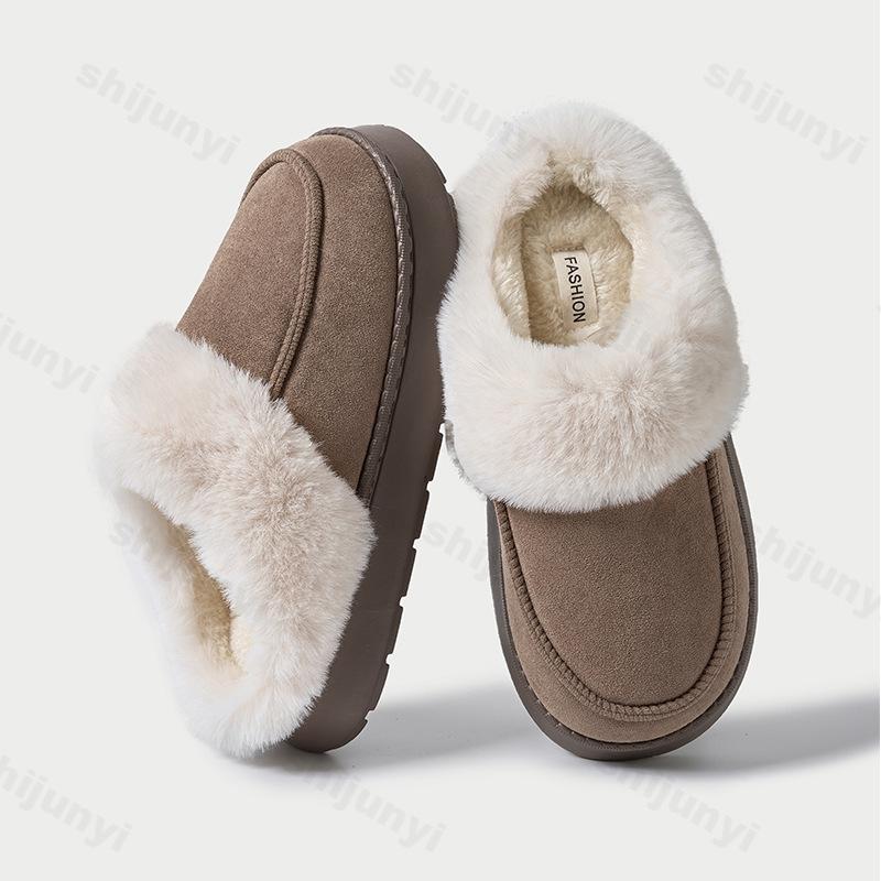 Fashion Men's Cotton Slippers Fashion Winter New Indoor Slip on Warm Plush Home Shoes Thicken Comfortable Outdoor Non Slip Cotton Shoes