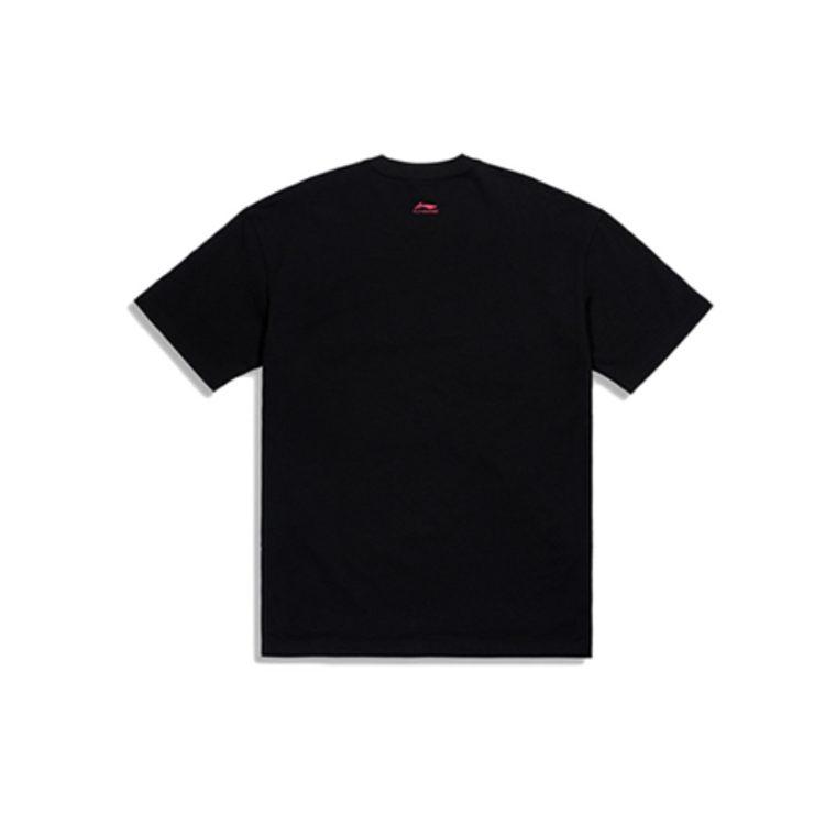 Li Ning T Shirts Unisex Black Crew Neck Moderate Straight Fit AHSQ557-2
