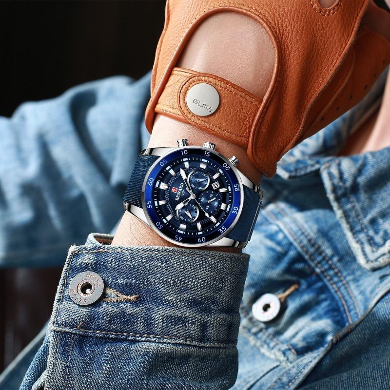 Rewd Multifunctional Sports Three-eye Watch Calendar Luminous Waterproof Solid Steel Belt M Men's Watch