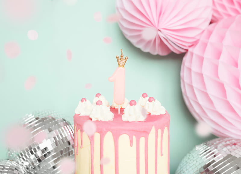 Partydeco Świeczka Urodzinowa Cyfra 1 Jasny Różowy 9,5Cm