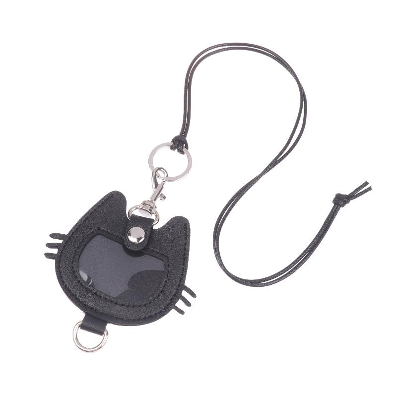 Multifunctional Pet Hair Memorial Bag, Leather Cat Shape Keychain for Storage