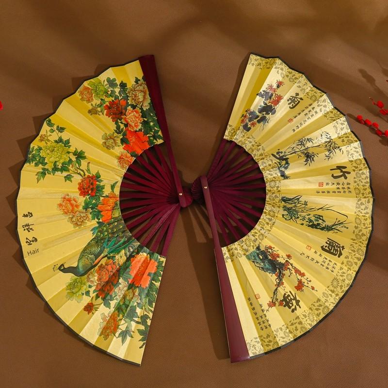 Gift Advertising Fan Chinese Ancient Style 10-Inch Men's Folding Fan Scenic Spot Raw Silk Male Fan Fan Engraved Logo