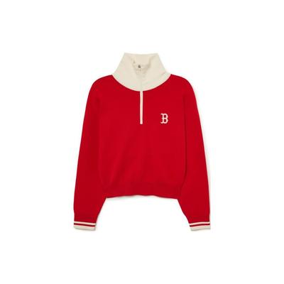 MLB Collegiate Style FW23 Boston Red Sox High Neck Casual Loose Pullover Long Sleeve Knit Sweater Unisex Sweater 3FKPV0134-43RDL