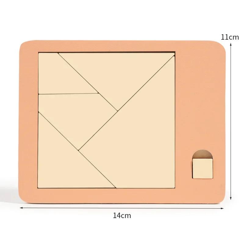 Joc Puzzle Tangram din Lemn Joc Puzzle cu Forme Montessori Jocuri de Sortare Jucărie Tangram Colorat Jucărie Educațională cu Modele Pentru Copii