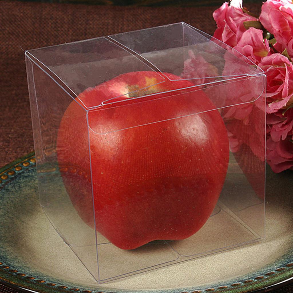 10Pcs PVC Packaging Box Transparent Cube Clear Candy Treat Wedding Shower Birthday Party Gift Packing Box 10x10x10cm