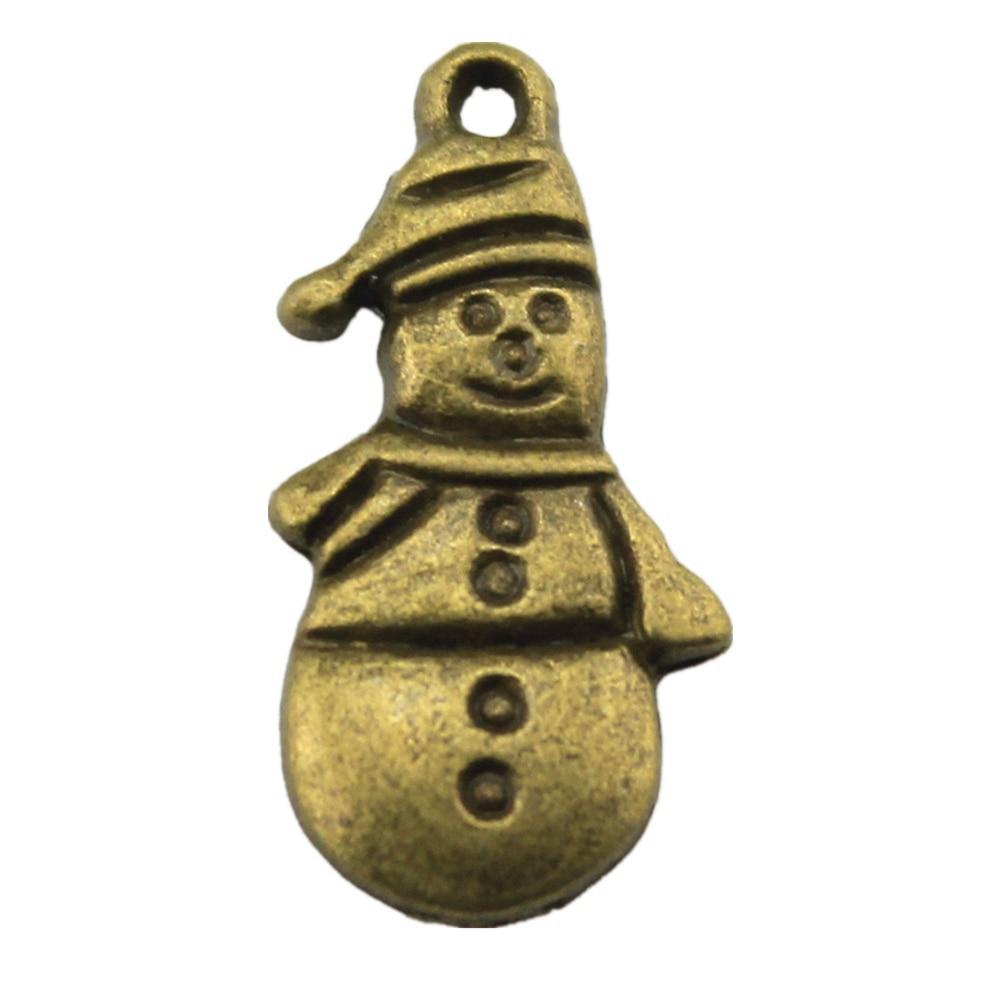 

10шт Снеговик Амулеты Амулеты Античная бронза Цвет цинковый сплав 25X12mm