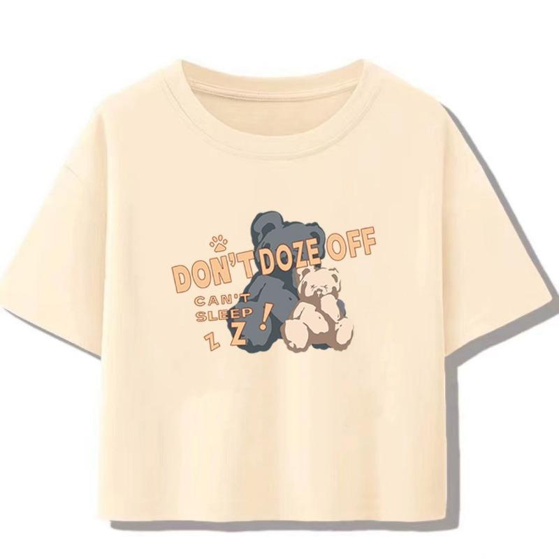 Round Neck Dressing Short T-shirt Shirt for Girls In Summer New Design Pure and Slim Body