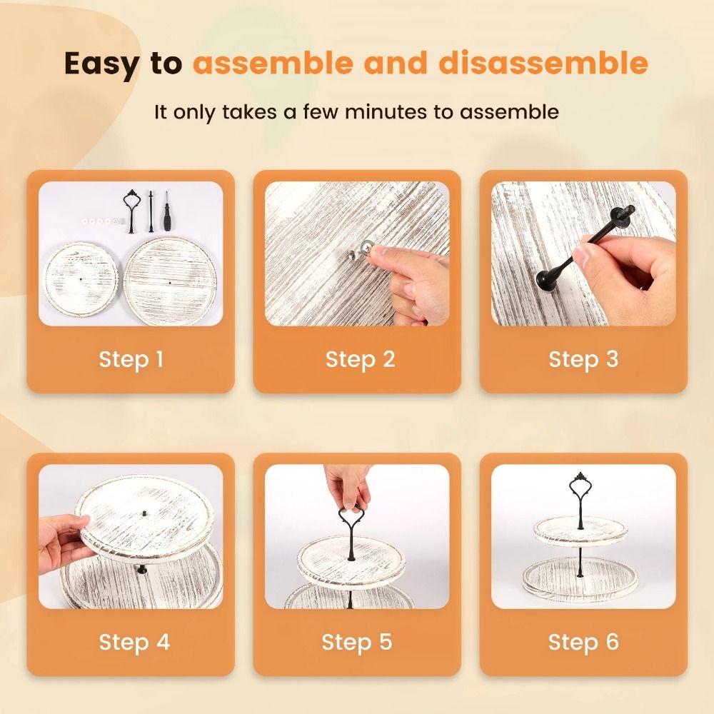 2/3-Layer Round Tiered Fruit Plate Decorative Cake Serving Tray Wooden Cupcake Stand  Christmas