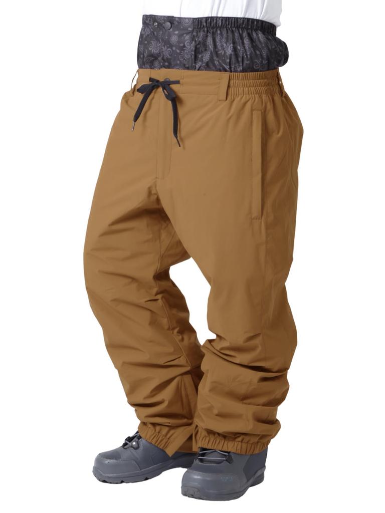 PONTAPES Snowboard Lightweight Water and G Size Snow Ski Pants Pants, POP-440, Double-Layer Fabric, 20,000mm Resistance, Men's Women's, Brown, Small,