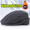 Big Size Autumn Winter Warm Plush Knitted Berets Big Head Retro Versatile Newsboy Caps Women Men Ear Protection Visor Flat Cap