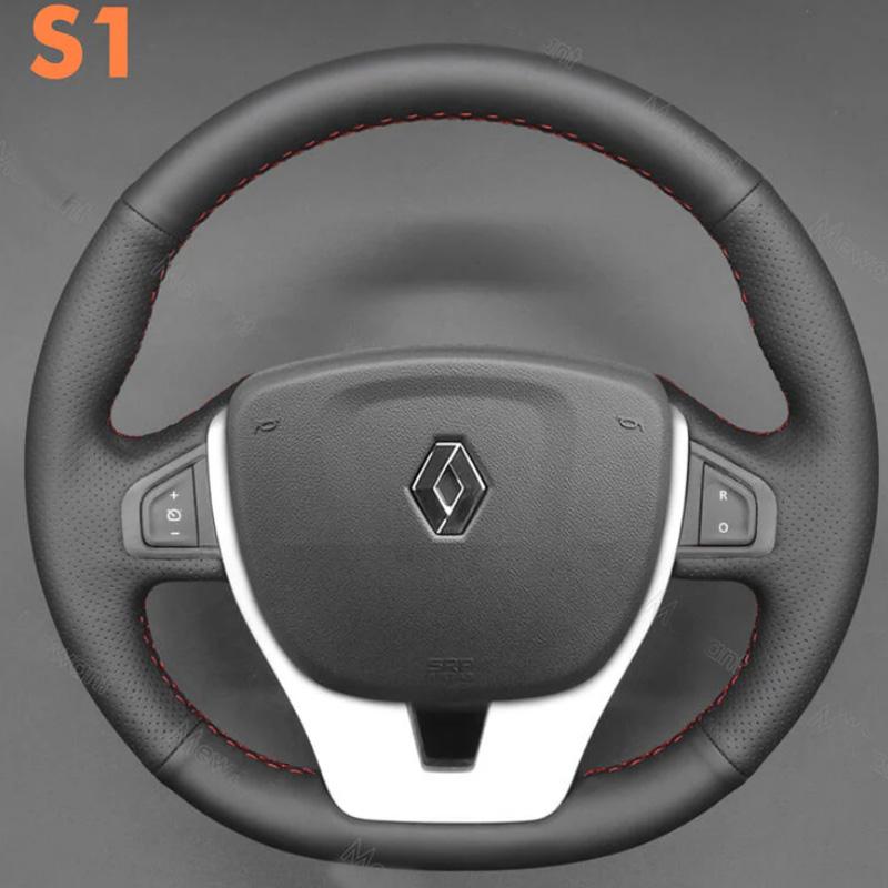 For Renault Laguna 3 2007-2012 Renault Zoe 2016 ized Black Leather Hand Stitched Non-slip Steering Wheel Cover Interior