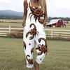 Women Plus Size Sleeveless Strap Jumpsuit White Leopard Football Helmet Print Loose Overalls With Pockets