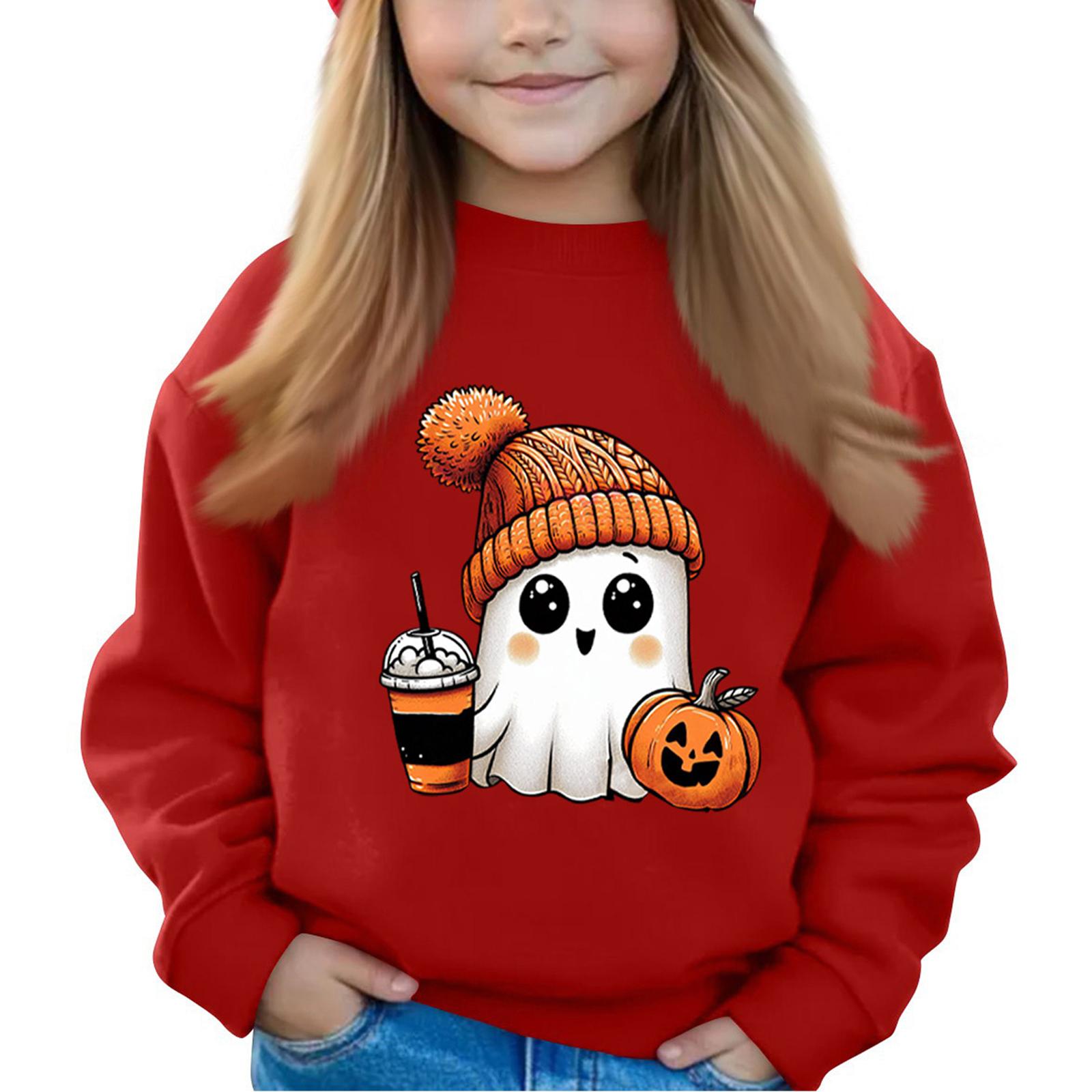

Halloween Day Girls Round Neck Pullovers For Kids Printed Baby Tops 160 красный