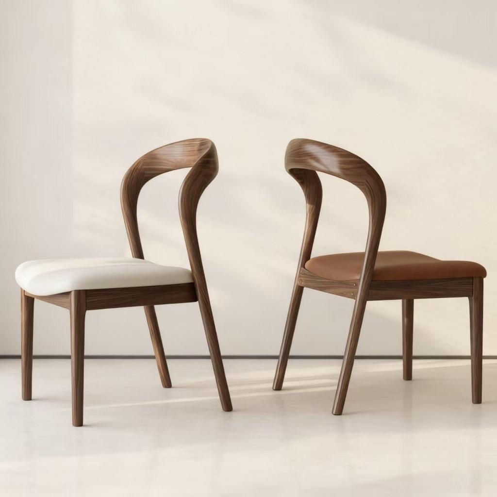 Solid Wood Vintage Modern Minimalist Dining Chair with Backrest for Home, Hotel, or Restaurant
