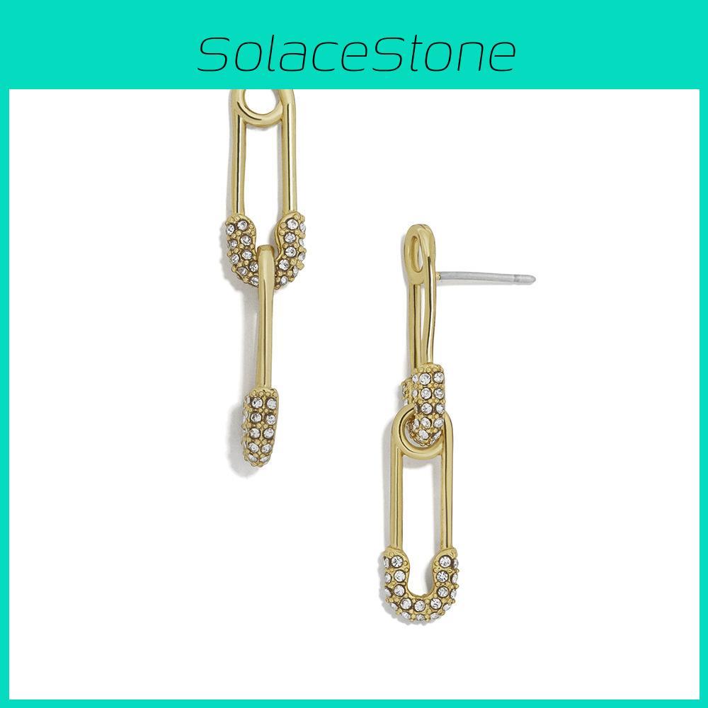 Schicke goldene Doppel-Sicherheitsnadel-Ohrringe für Frauen, trendige übertriebene Ohrringe