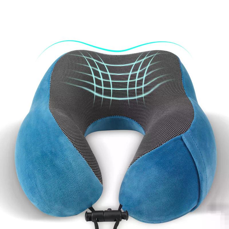 Portable Memory Foam Hooded U-Shaped Travel Pillow Soft Sleep Pillow Neck Support For Airplane Office Plane Train Offic And Home