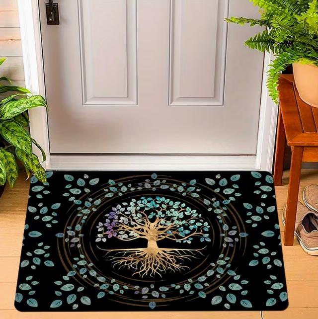 Tree of Life Welcome Door Mat Machine Washable Floor Mat for Doors Kitchen Living Room Bedroom Decoration Floor Mat Decoration