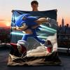 1pc Sonic Outdoor Personalized Flannel Blanket, Soft, Lightweight Personalized Flannel Blanket, Digital Printing,