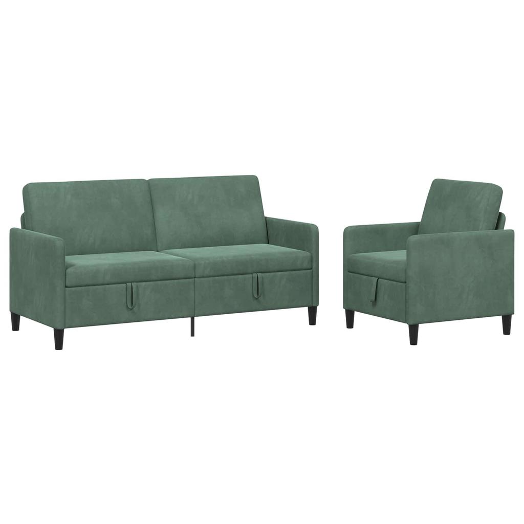 2 Piece Sofa Set with Storage Sea Green Polyester