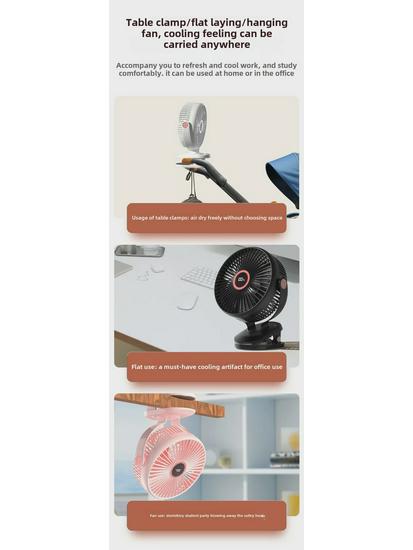 8-Inch USB Atmosphere Light Clip Fan: Silent, High-Wind, Ideal for Home or Office Desktops.