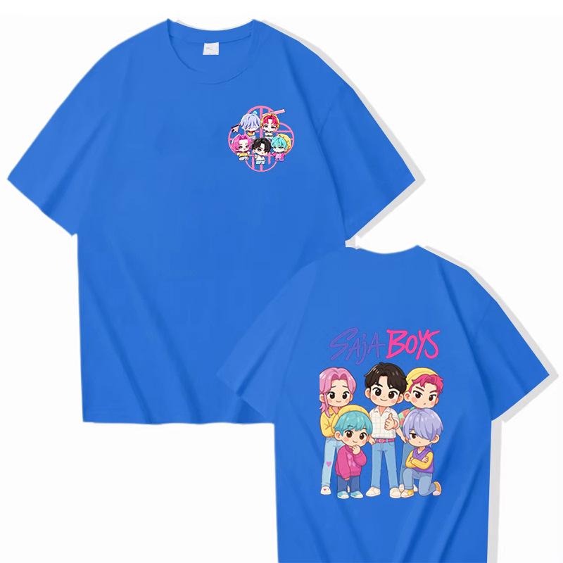 Kpop Demon Hunters Animation T-Shirt Summer Huntrix Saja Boys Street Style T-Shirts Casual Tshirt for Men Short Sleeve Clothing